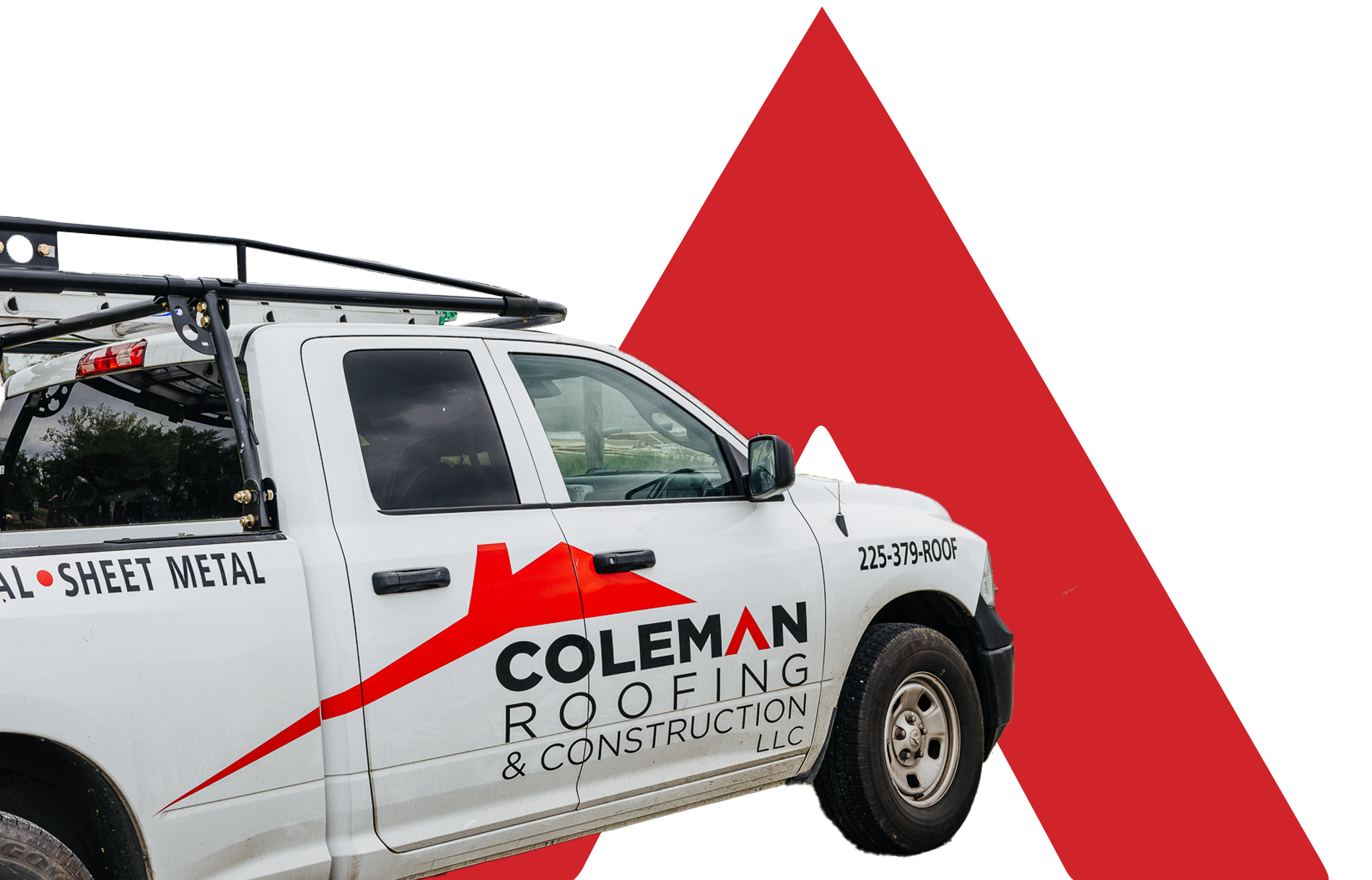 Coleman Roofing and Construction Logo with Truck, Transportation